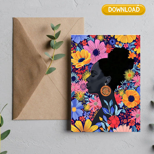 Floral Greeting Card Design - Vibrant Color Celebration Card - Printable Occasion Cards - Elegant Floral - Customizable Greeting Card