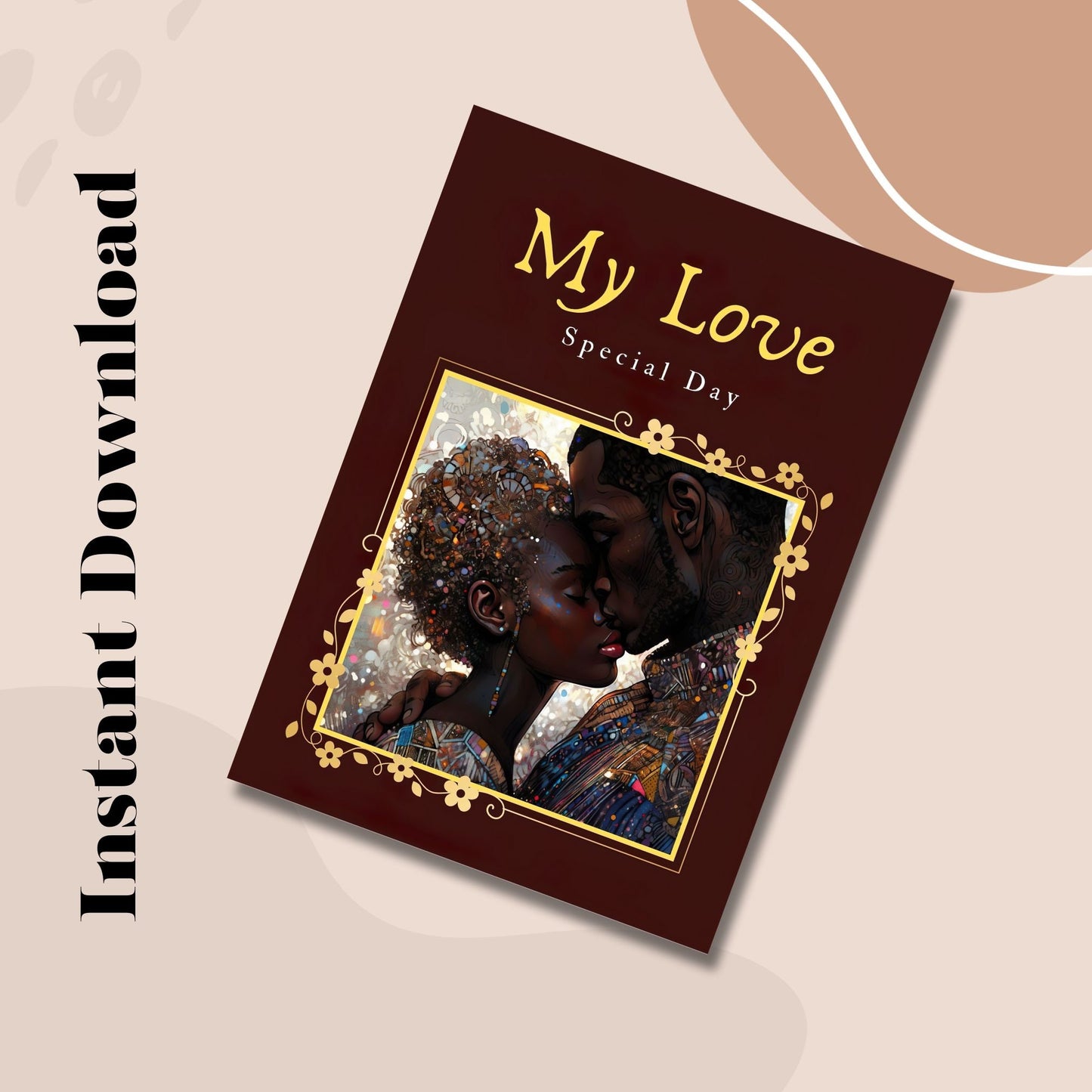 Instant Download Card 09: Unique Black Art Love Greetings - Foldable Cards - Afro Art - Greeting Cards - Instant Download