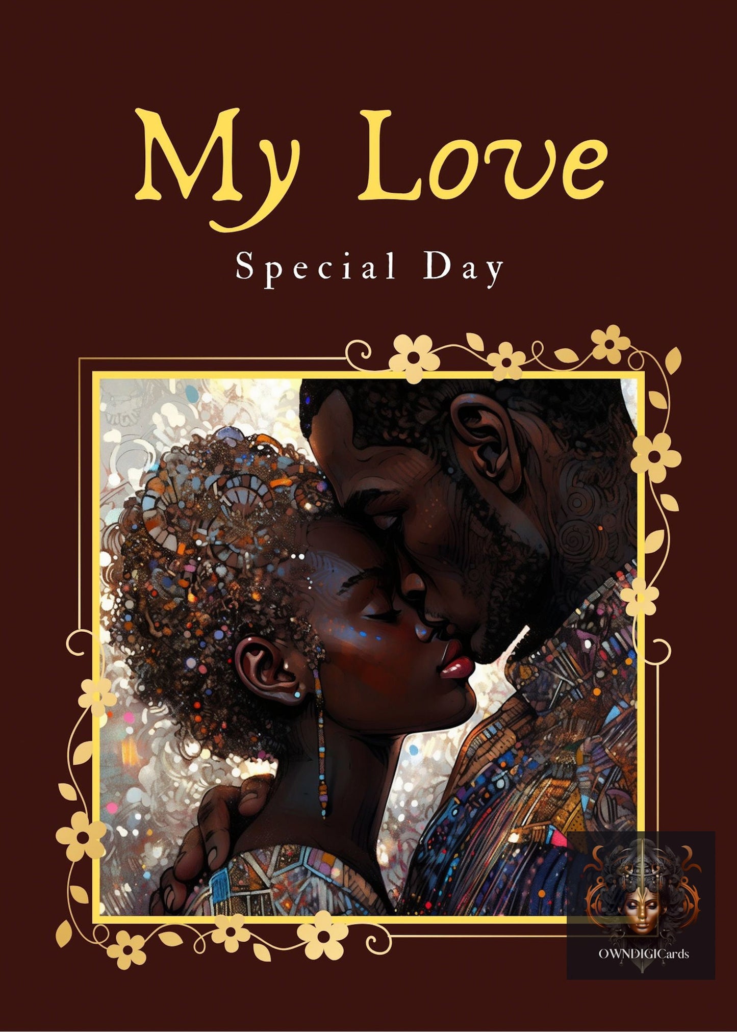 Instant Download Card 09: Unique Black Art Love Greetings - Foldable Cards - Afro Art - Greeting Cards - Instant Download