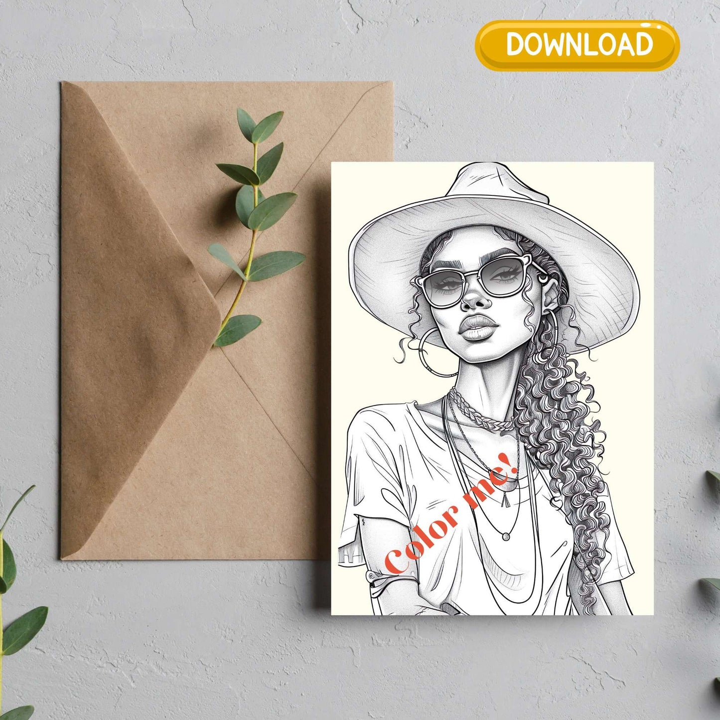DIY Colorable Greeting Card 03 - Color me! - Fun Cards - Instant Download - Diversity Cards