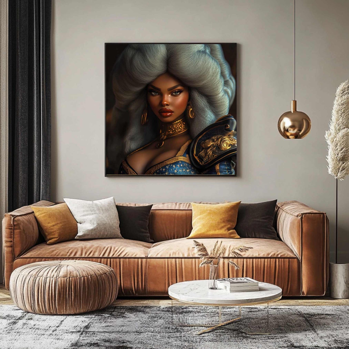 Majestic Warrior Queen Portrait on Aluminum Canvas – Striking Regal Art Print