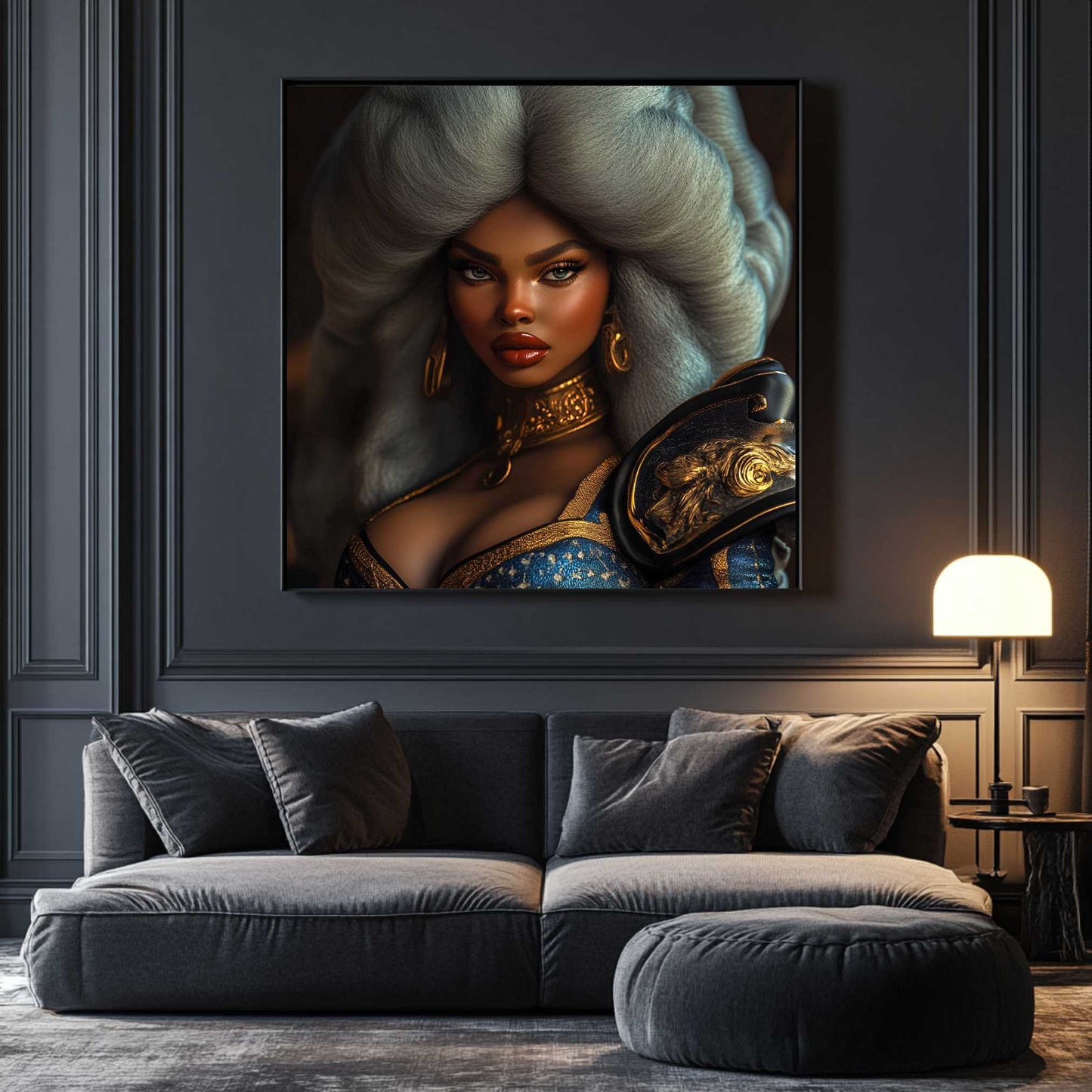 Majestic Warrior Queen Portrait on Aluminum Canvas – Striking Regal Art Print