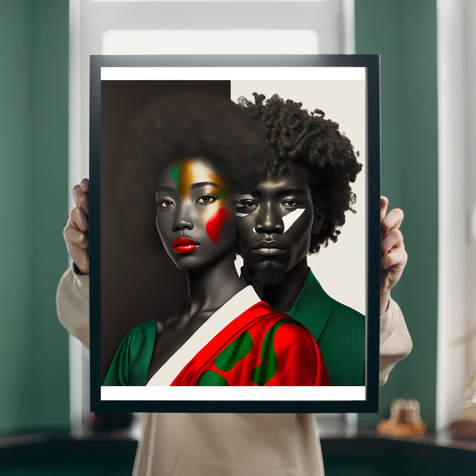 Futuristic Black Couple Digital Art Print - Instant Download - Printable Wall Art - Owndigiart