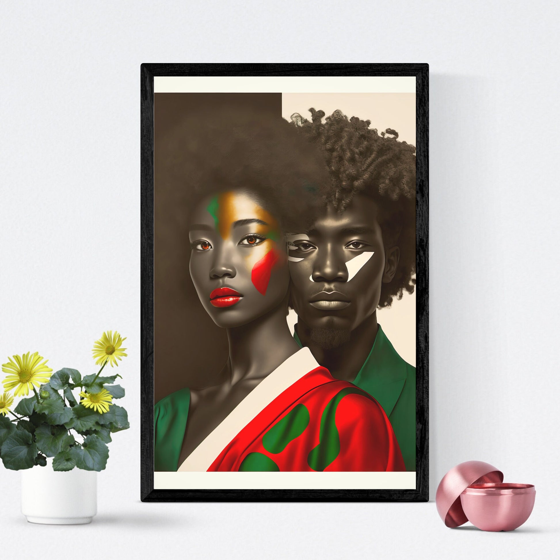 Futuristic Black Couple Digital Art Print - Instant Download - Printable Wall Art - Owndigiart