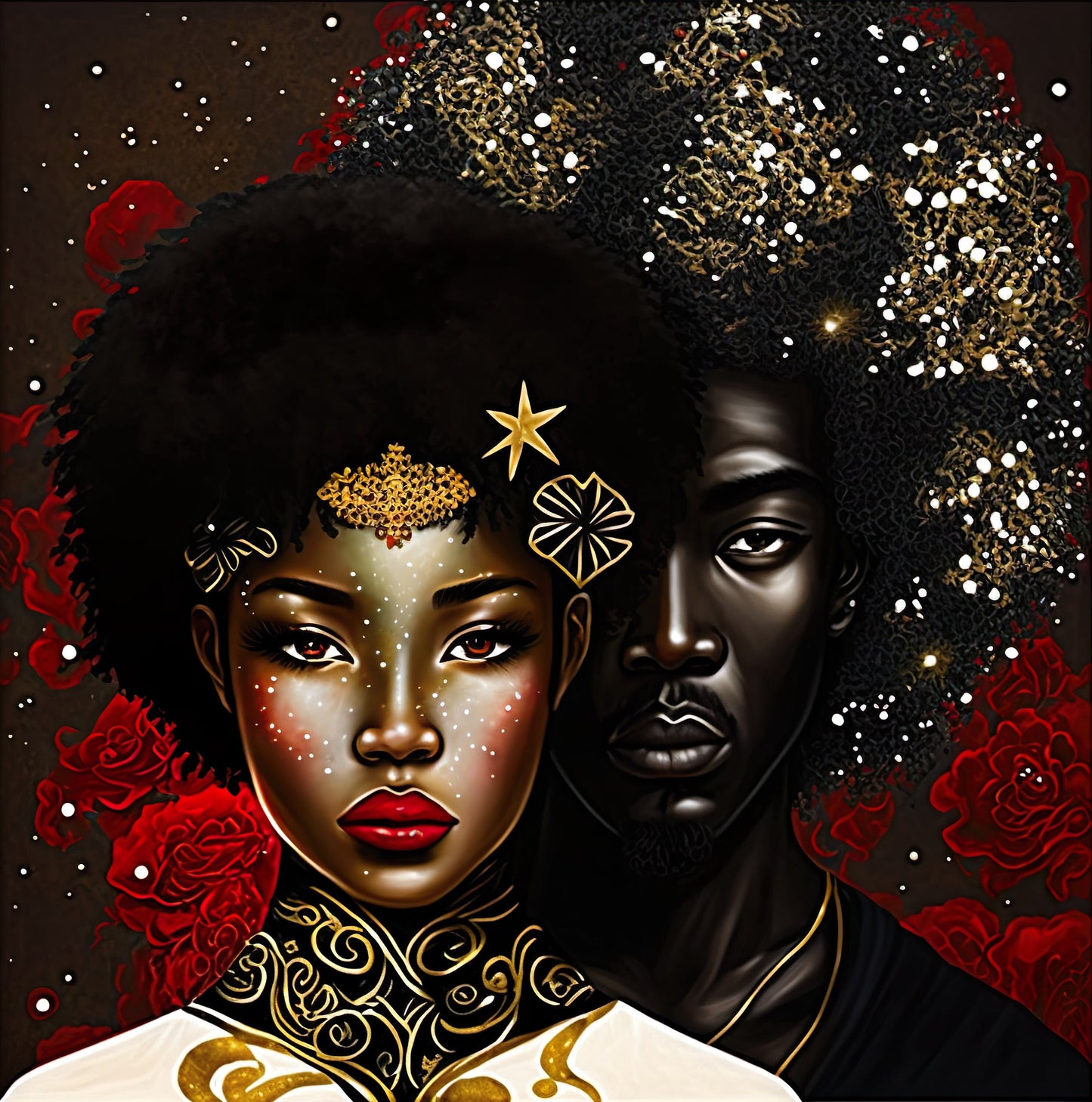 Make Us Shine! - Afro AI Art Download - Instant Black Portrait Art - Digital Wall Decor - Owndigiart