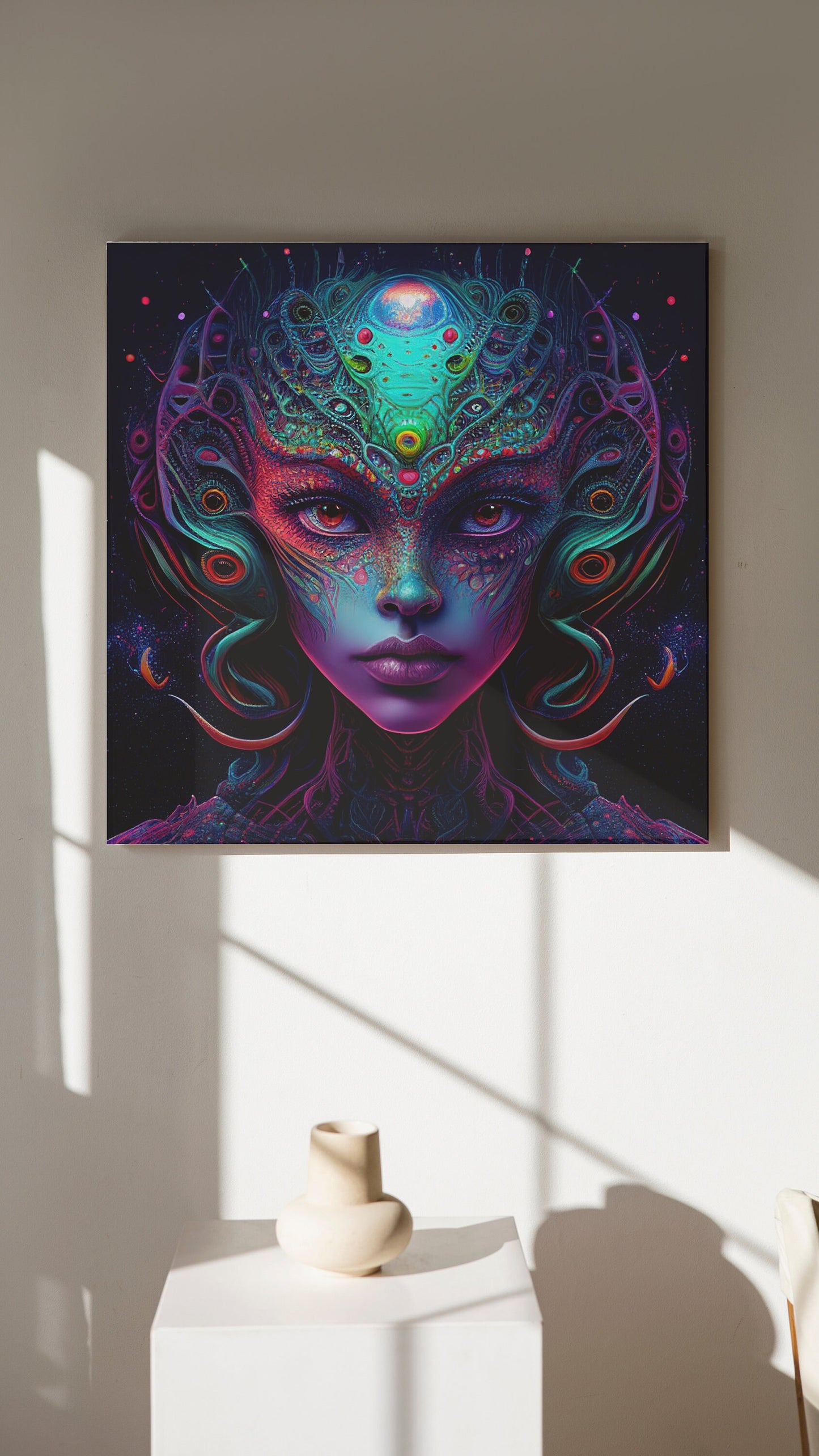 Psychedelic Purple Alien Women Portrait - Ai Art - digital download - Alien art - Colourful - Wall Art - Owndigiart