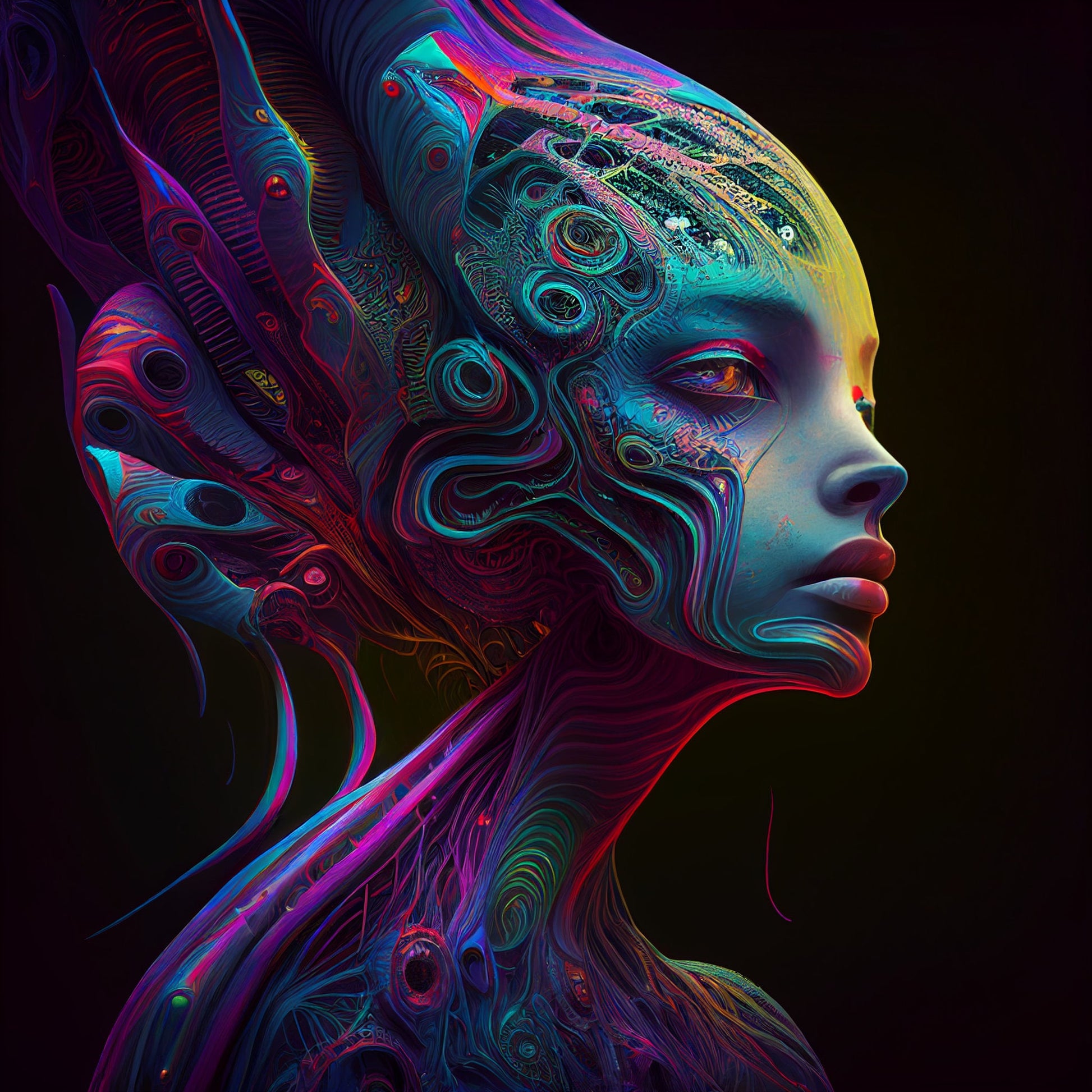 Psychedelic Purple Alien Women Portrait 2  digital download - Owndigiart