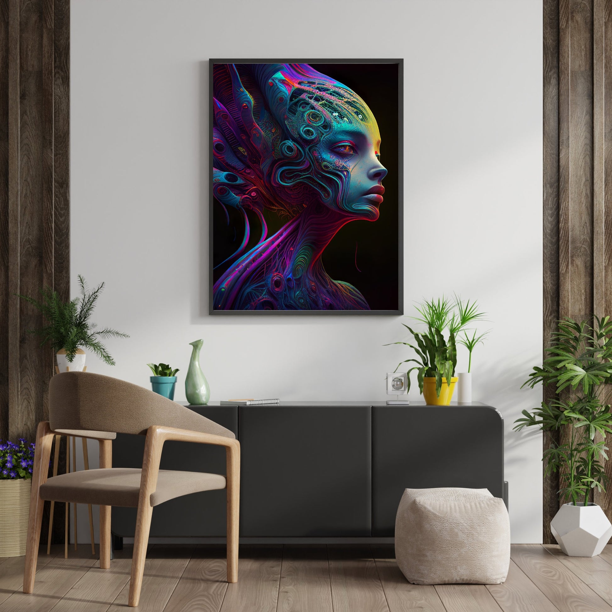 Psychedelic Purple Alien Women Portrait 2  digital download - Owndigiart