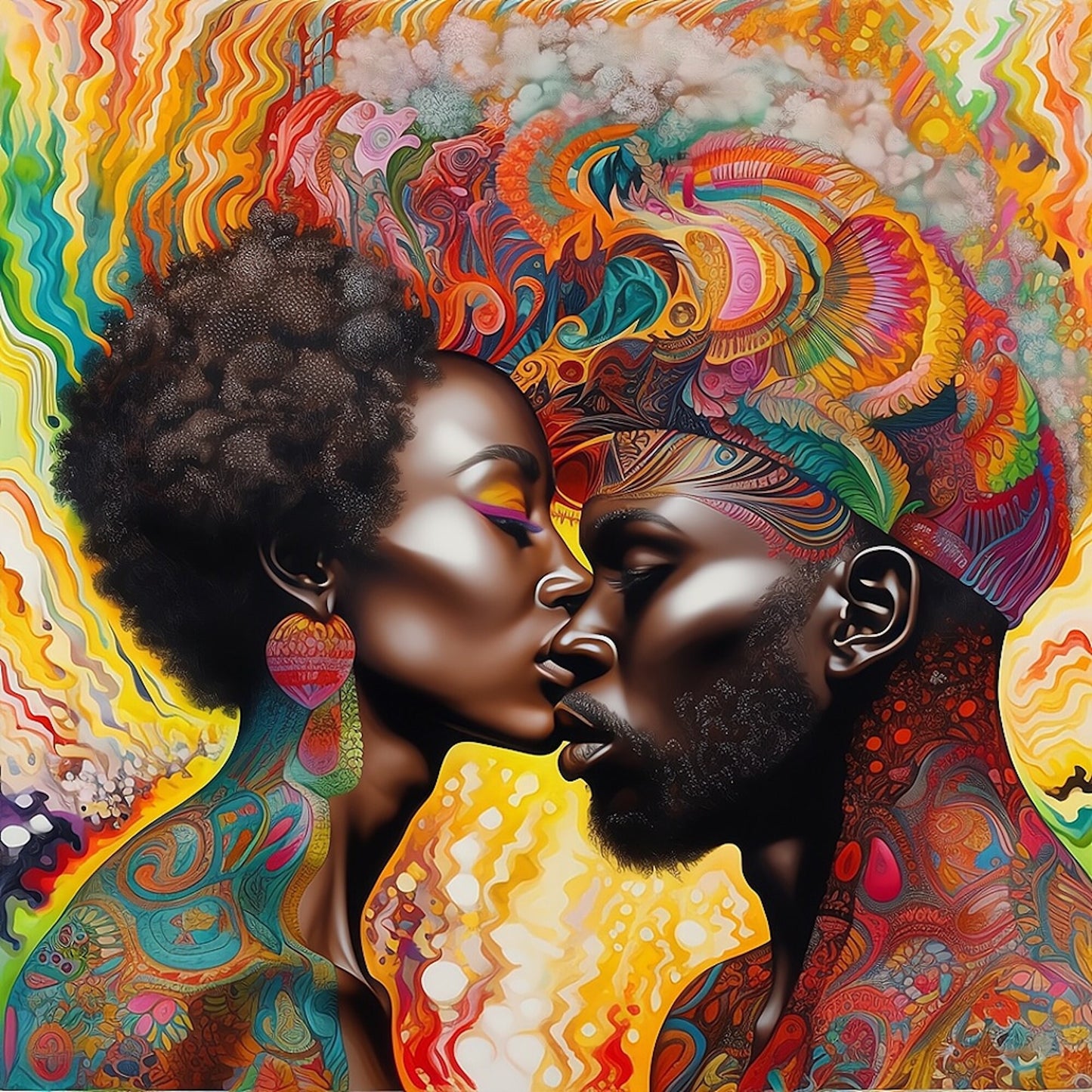 Psychedelic Love Black Art Download - Instant Wall Art - Digital Art Print - Owndigiart