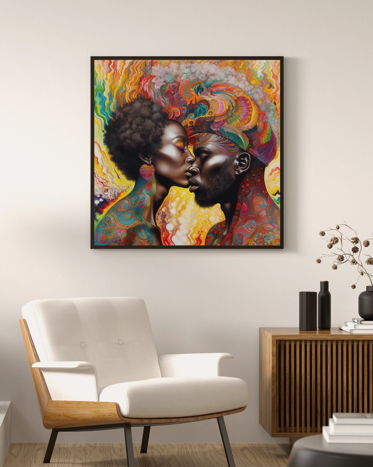 Psychedelic Love Black Art Download - Instant Wall Art - Digital Art Print - Owndigiart