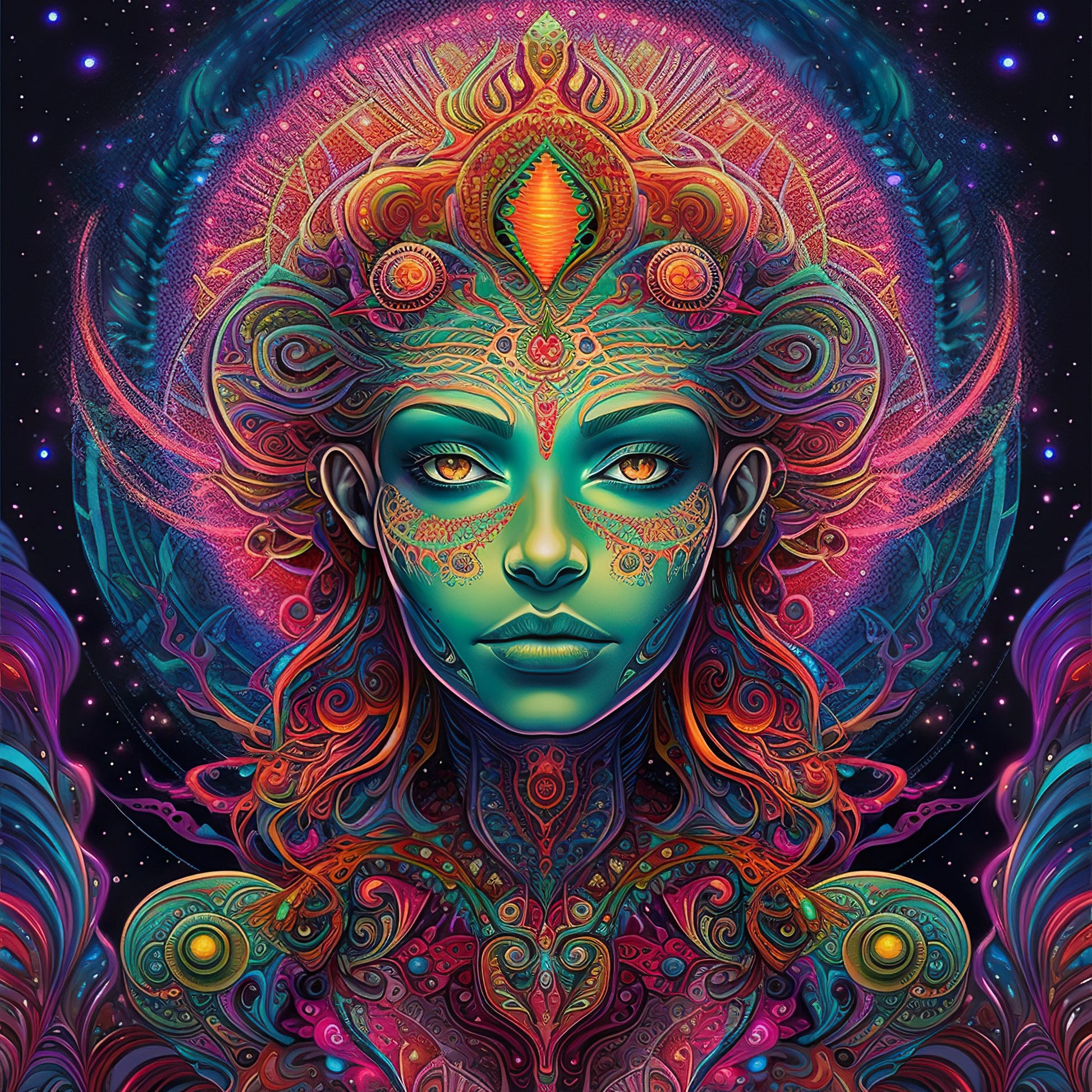 Psychedelic Female Alien Comic Art - Instant Download - Owndigiart