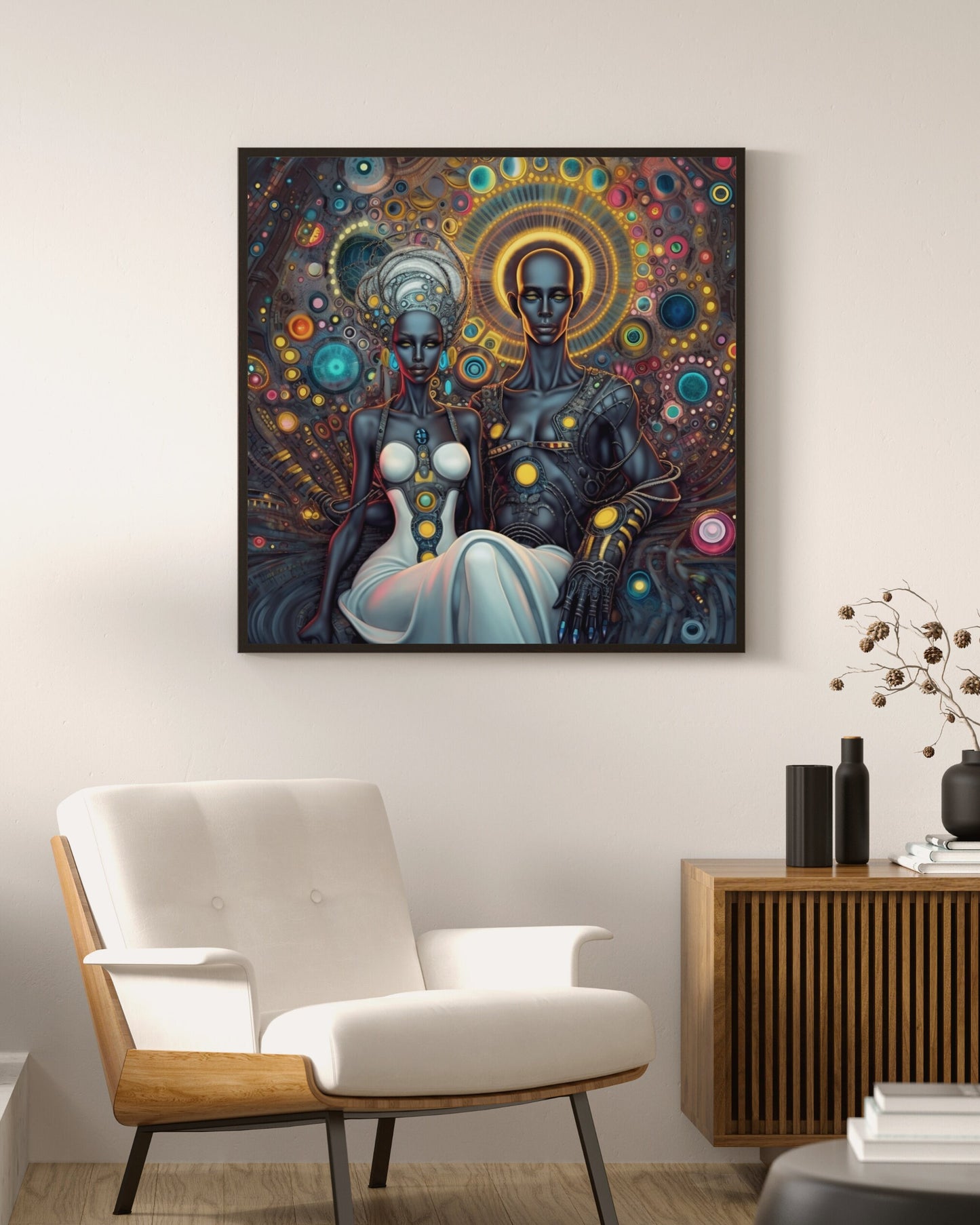 Out of This World! - Cyborg Love in Space-  Digital Download - Wall Art - Ai Art - Instant Download - Sci fi Art - Owndigiart