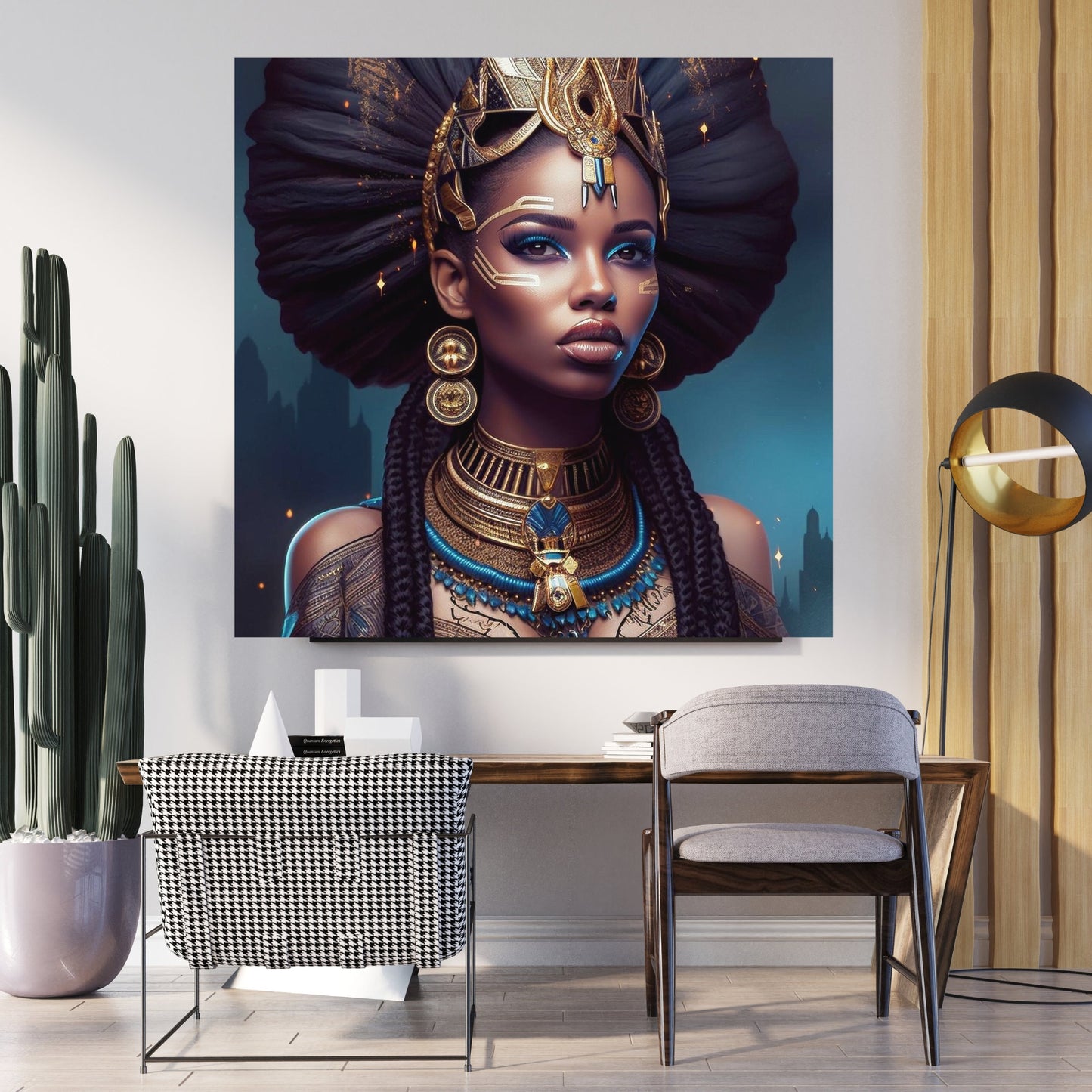 Digital Download of Egyptian Goddess with Jewels - Printable Wall Art - Ai Art - Afro art - Instant Download - Afro-Optic Expressions - - Owndigiart