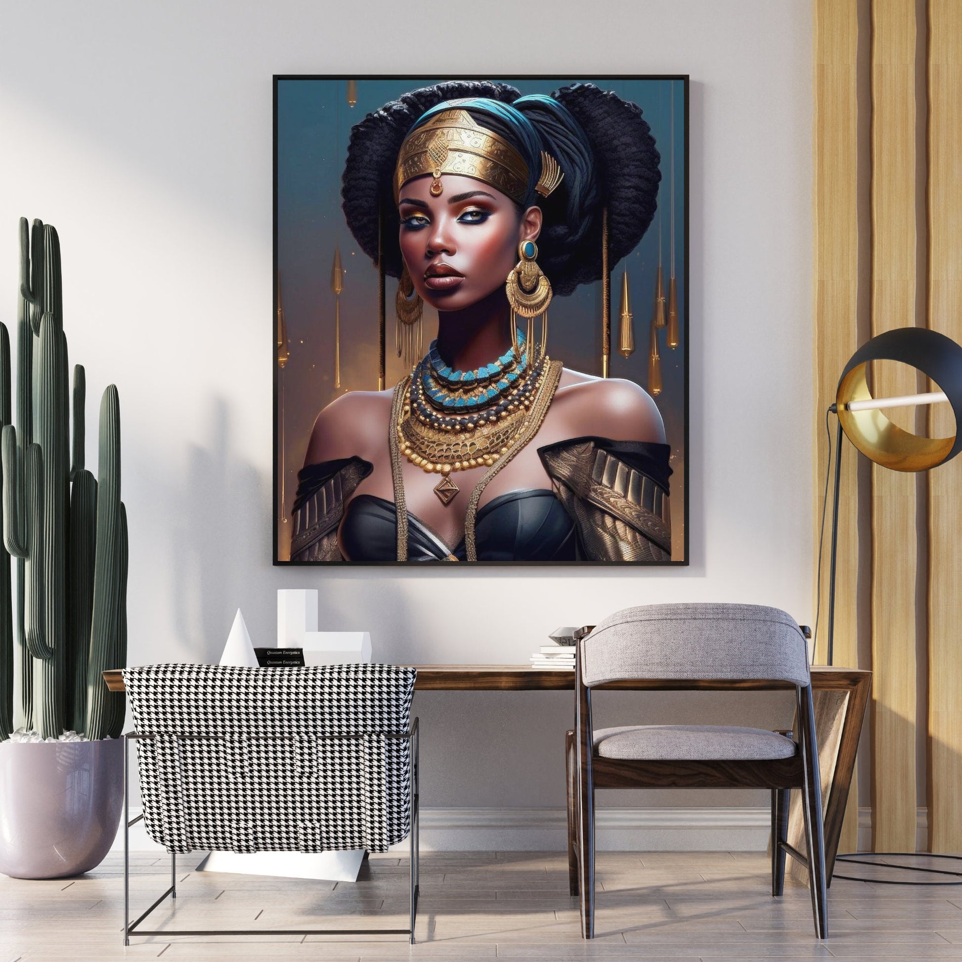 Egyptian Goddess 02 with Jewels Printable Wall Art - Instant download - Ai Art - Afro Art - Owndigiart