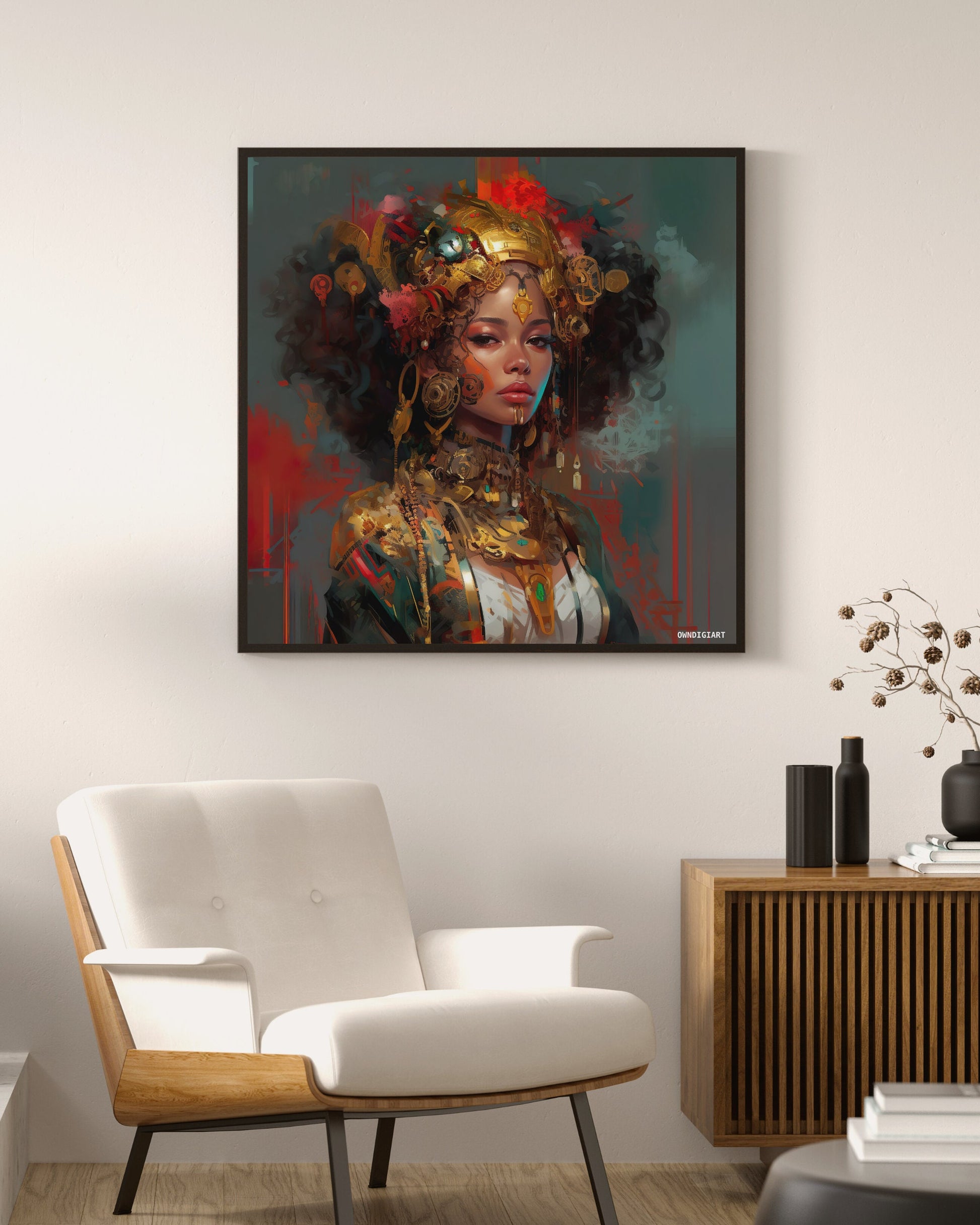 Digital Download of Ornate Woman - Beautiful Art Print for Home Decor - Ai Art - Wall Art - Black Art - Instant Download - Owndigiart