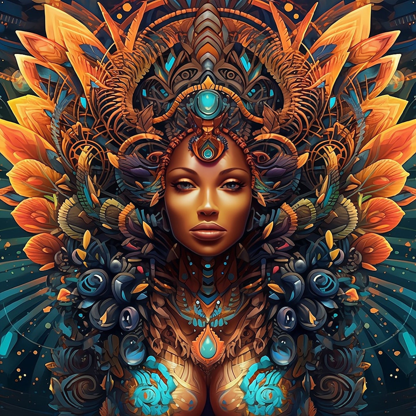 Digital Download: Beautiful Women with Feather Headdress 02 - Owndigiart