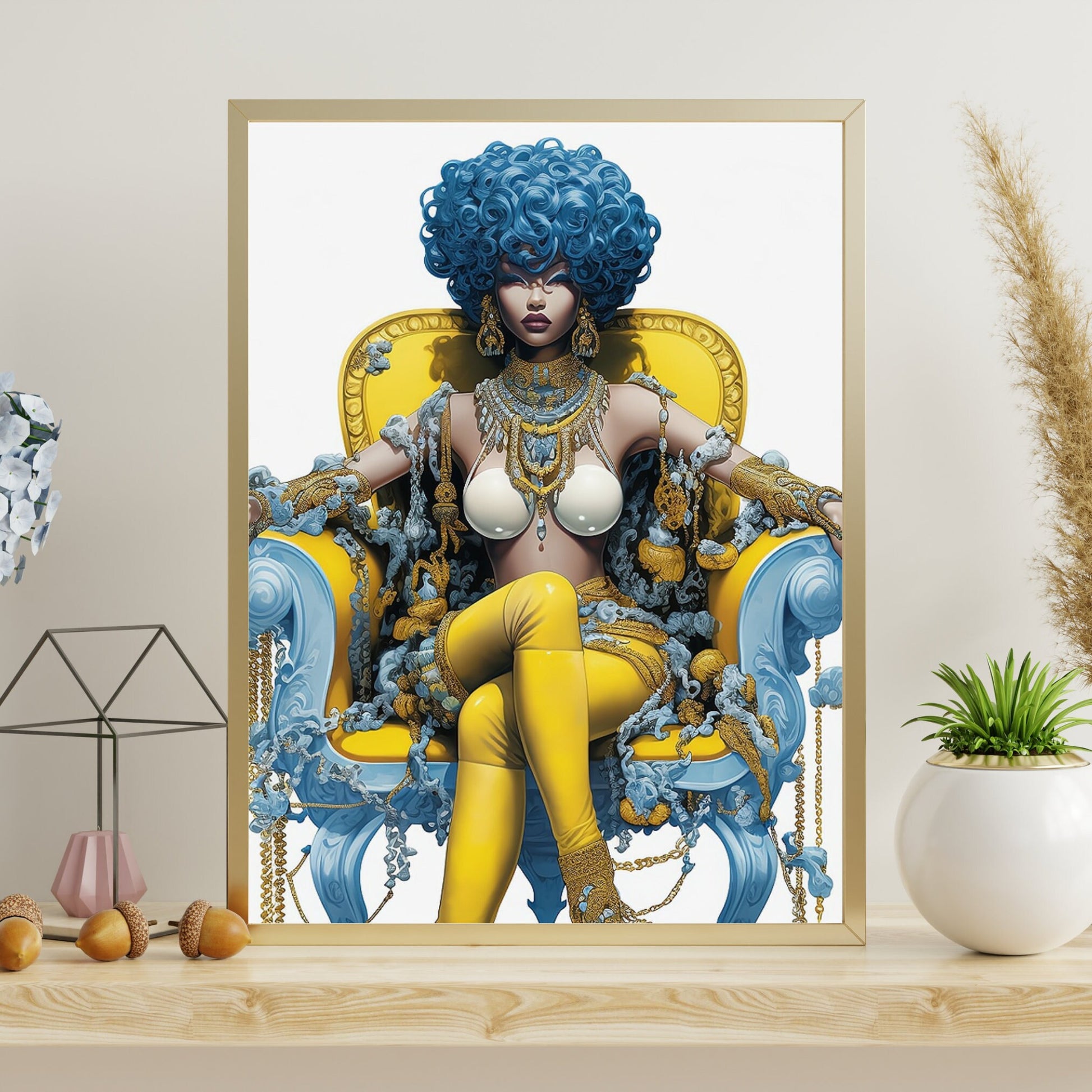 Sitting Pretty 02 - Funky Decor Digital Download - Instant Download - Funky Art - Black art - Ai Art - Afrocentric - Owndigiart