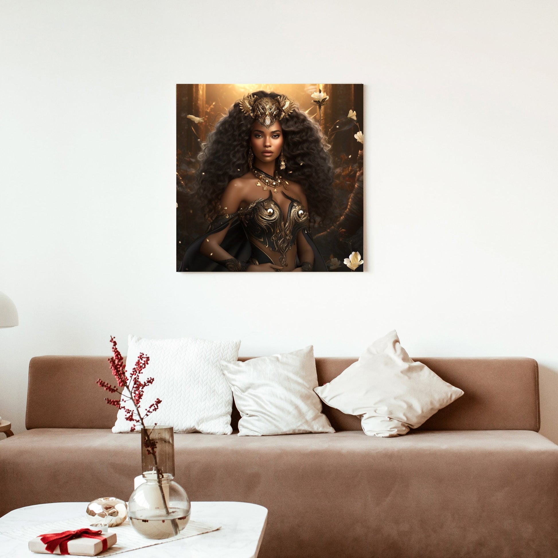 Digital Download - Beautiful Black Goddess  - Ethereal Wall Art - Black Art - Fantasy Art - Ai Art - Instant Download - Owndigiart