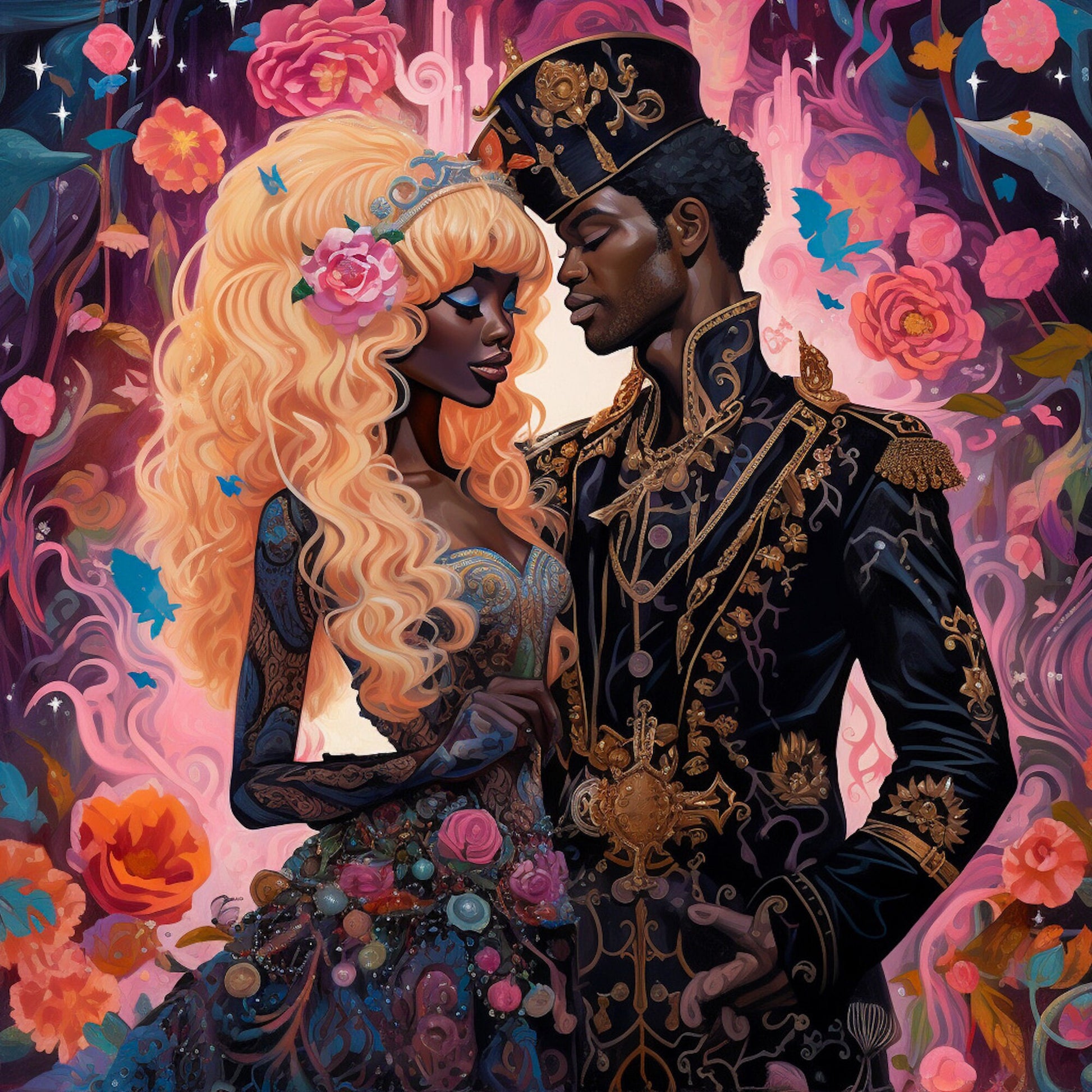 African Fairytale Couple - Digital Download - Poster Art - Owndigiart