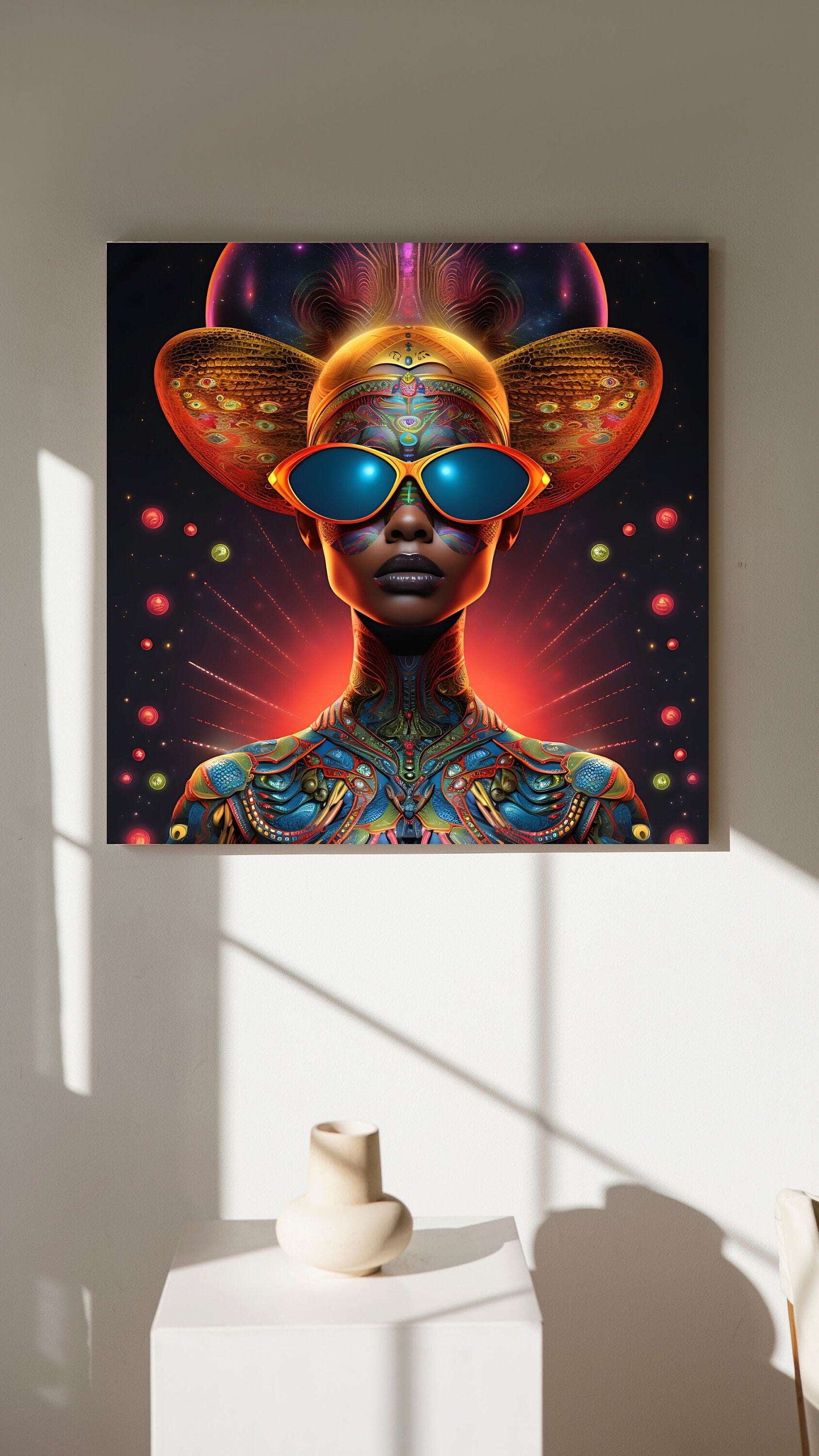 Psychedelic Female Alien with Sunglasses Digital Download - Perfect for T-Shirts - Alien Art - Ai Art - Instant Download - Wall art - Owndigiart