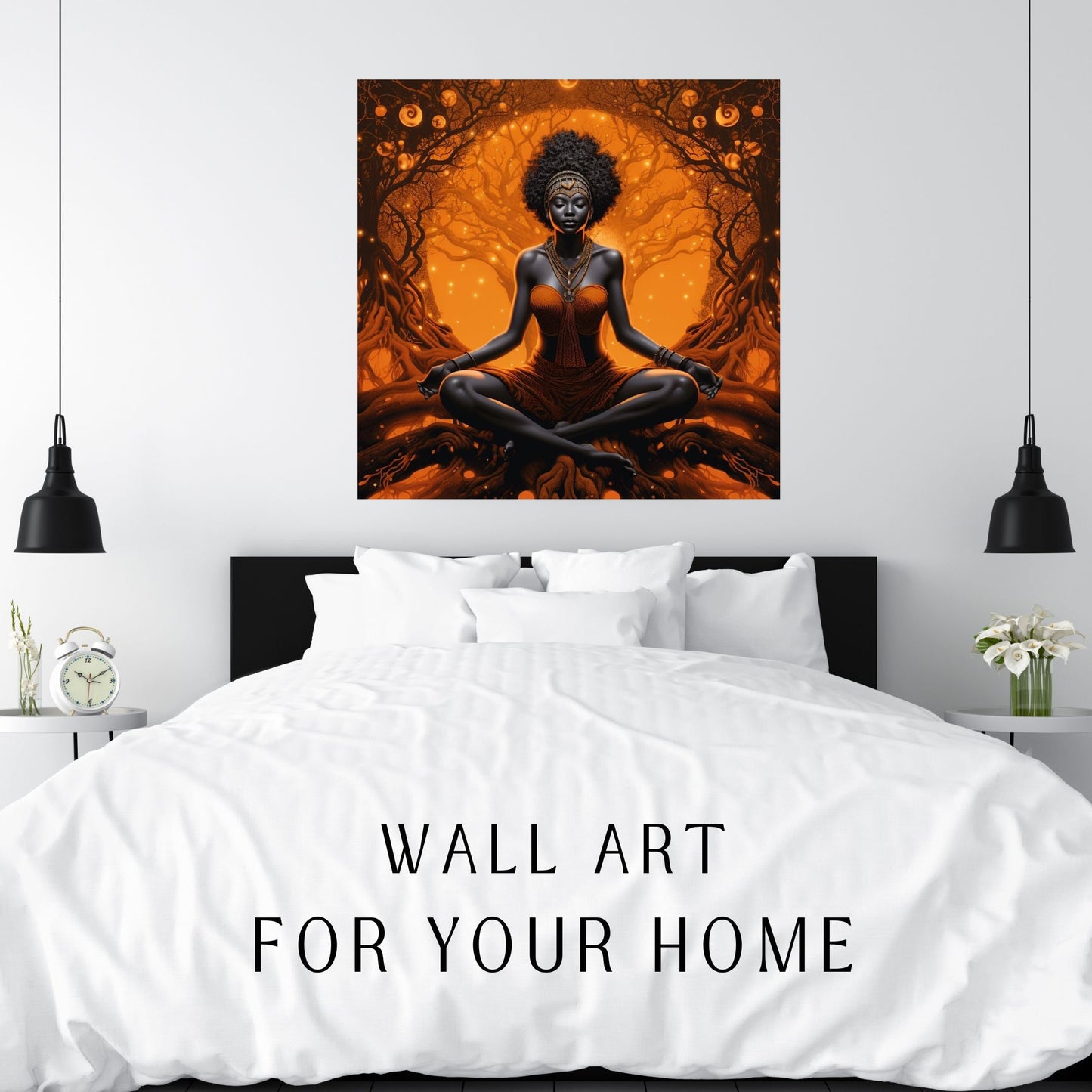 Meditating Under the Tree of Life - Wall Art - Meditation Art - Instant Download - Printable Art - Ai Art  - Black Art - Owndigiart