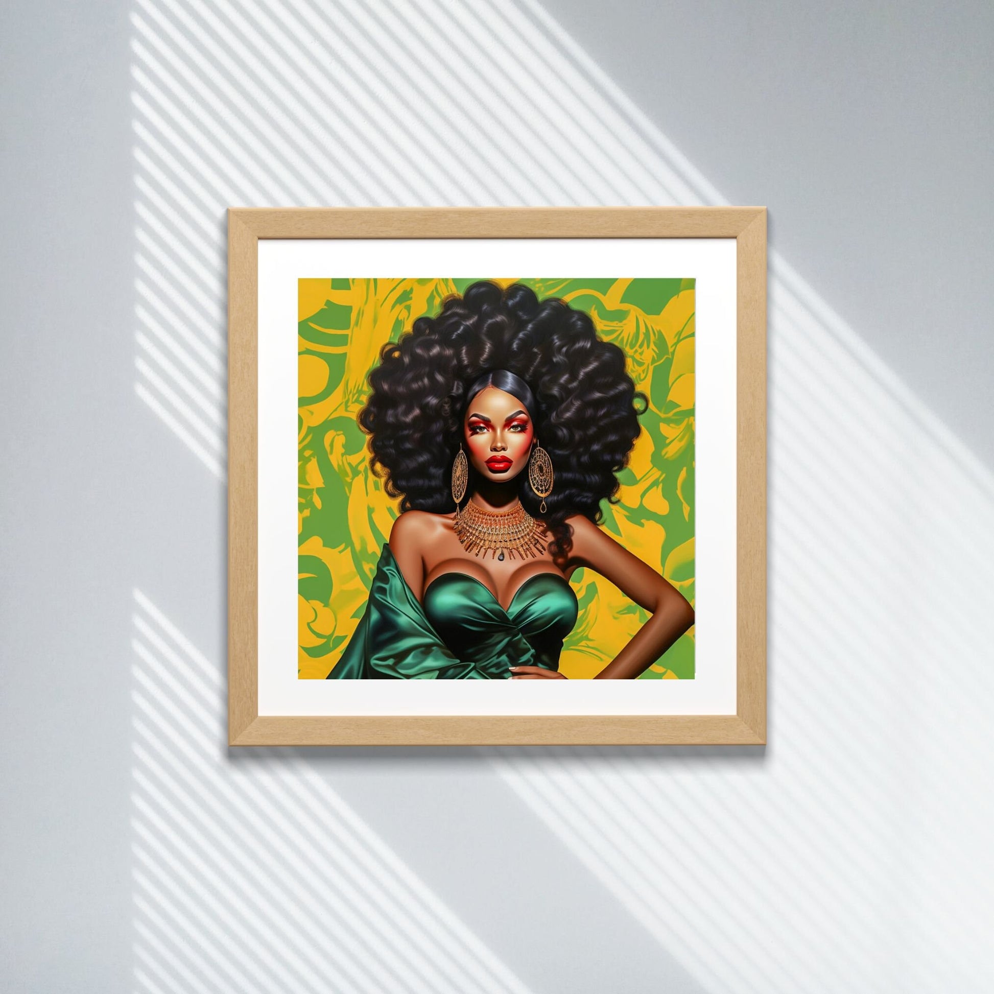 The Green Dress - Digital Download - Wall Art - Black Art - Ai Art - Gift Ideas - Afro Art - Owndigiart