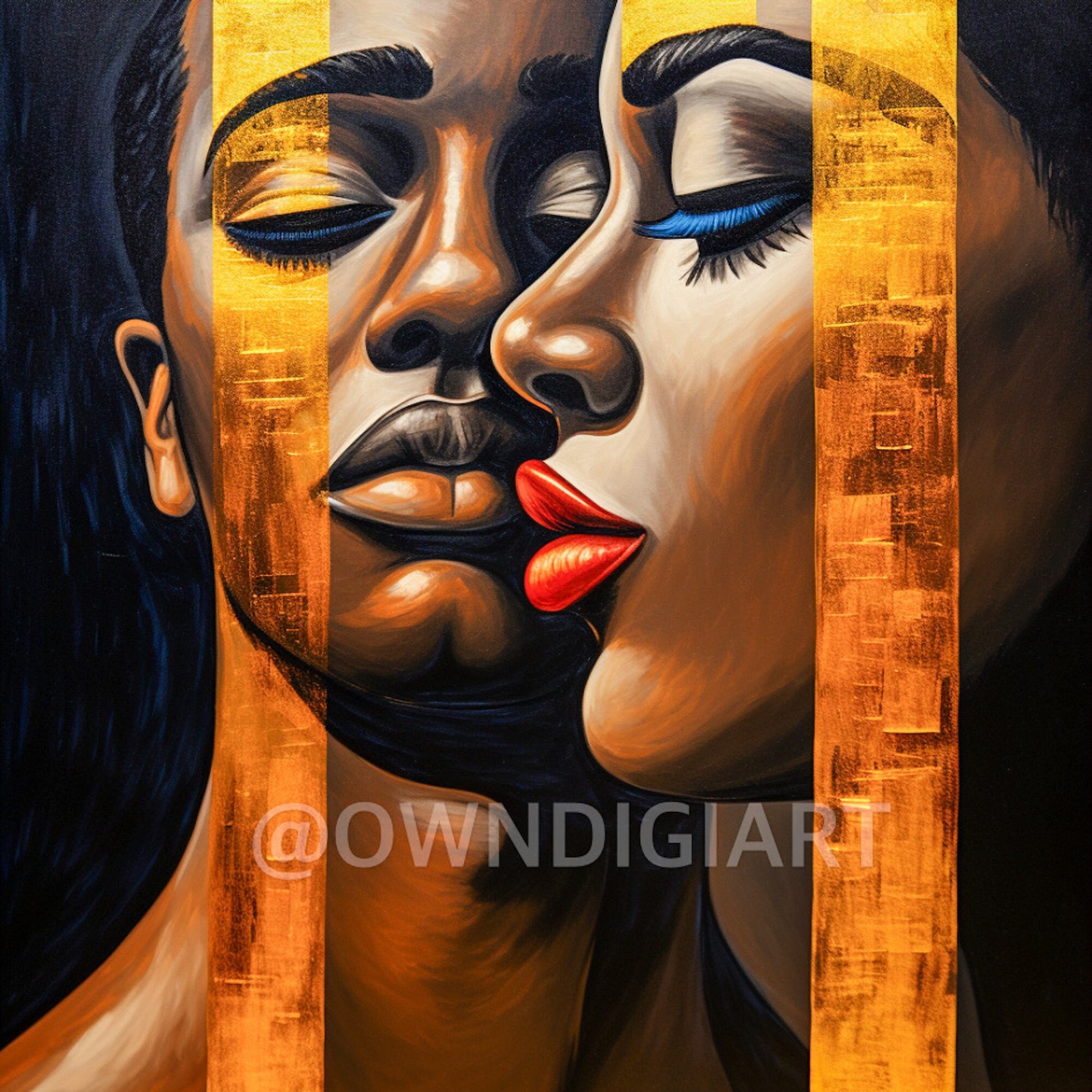 Digital Download: Paint Effect African Couple Art - Instant Access - Wall Art - Instant Download - Black Art - African Art - Ai art - Owndigiart