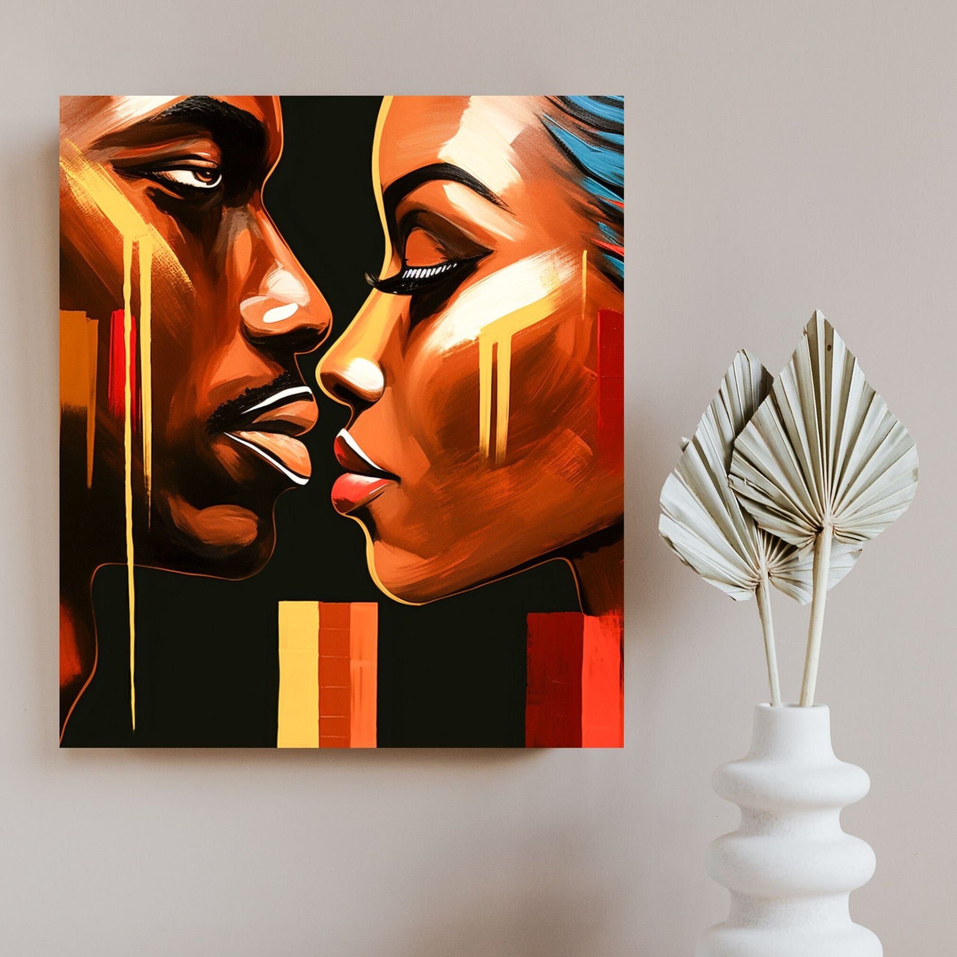 Digital Download: Paint Effect African Couple Art 02- Instant Access - Wall Art - Instant Download - Black Art - African Art - Ai art Active - Owndigiart