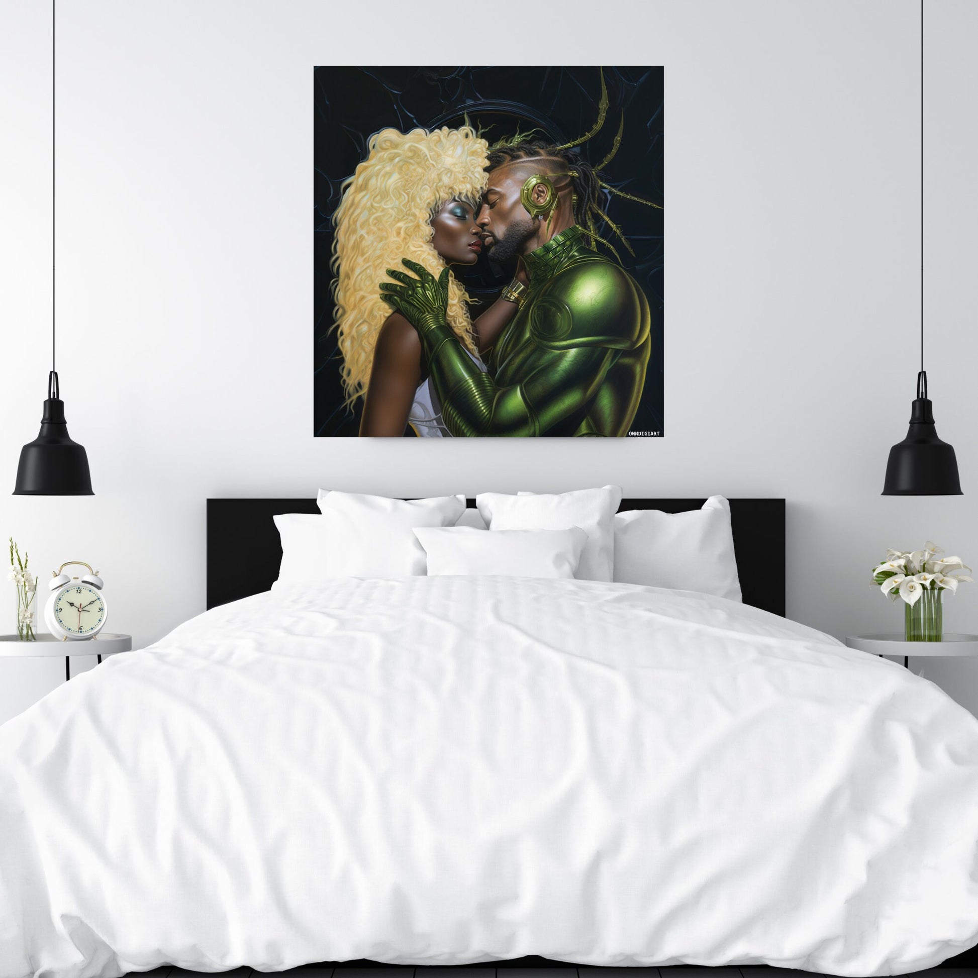 Fantasy Couple Power and Strength Digital Art Download - Magical Love Illustration for Home Decor - Ai Art - Black Art - Fantasy Art - Owndigiart