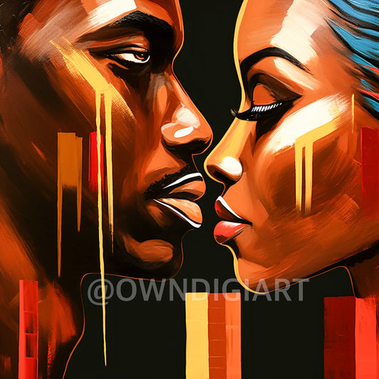 Digital Download: Paint Effect African Couple Art 02- Instant Access - Wall Art - Instant Download - Black Art - African Art - Ai art Active - Owndigiart