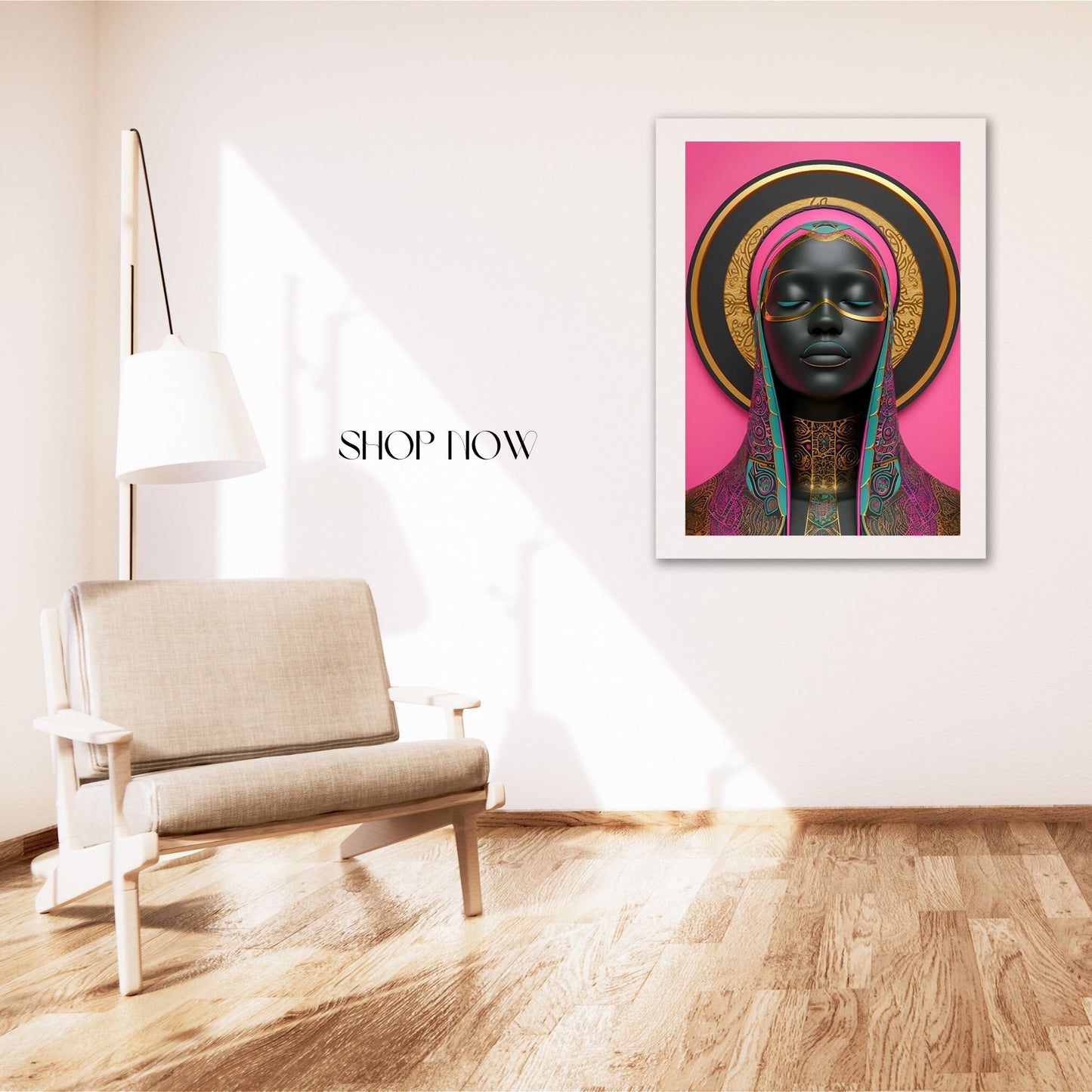 Serene Afrofuturist Beauty, Embrace Serenity - Afrofuturistic Beauty in Pink and Black - Digital Download- Enchanting Wall Decor - Owndigiart