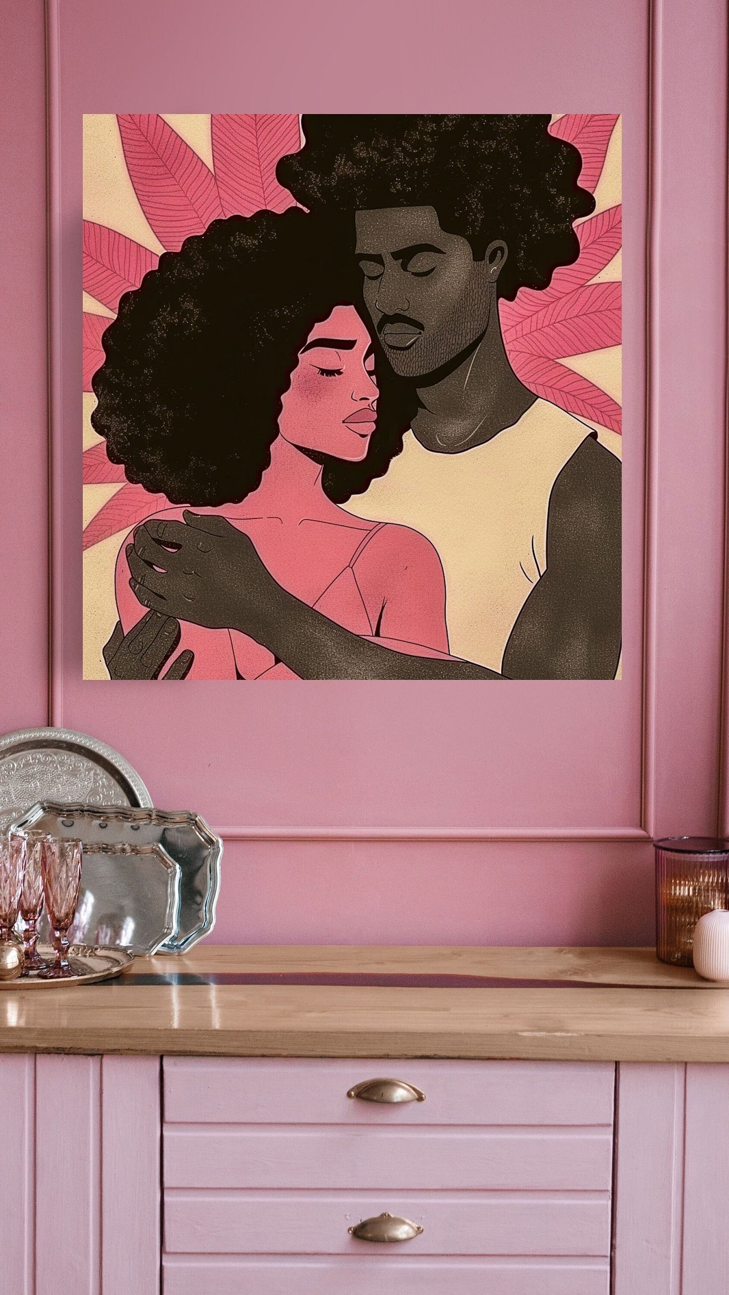 Digital Download - Romantic Couple -  - Instant download - Love Art -  Gift Idea  - Afro Art - wall art - Owndigiart