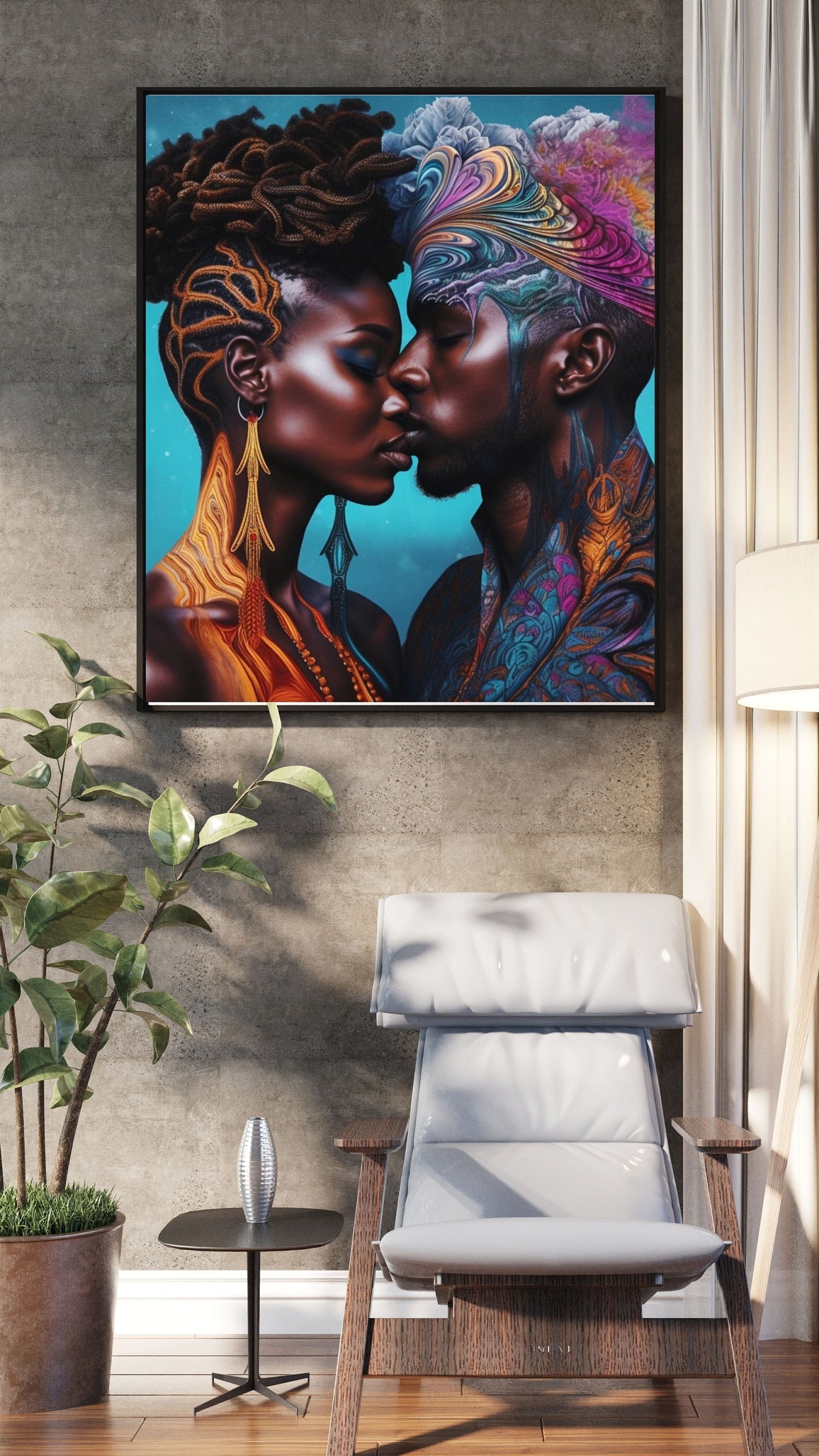 Psychedelic Love Digital Art Download Two - Instant Download - Black Art - Love Art - Wall Art - Owndigiart