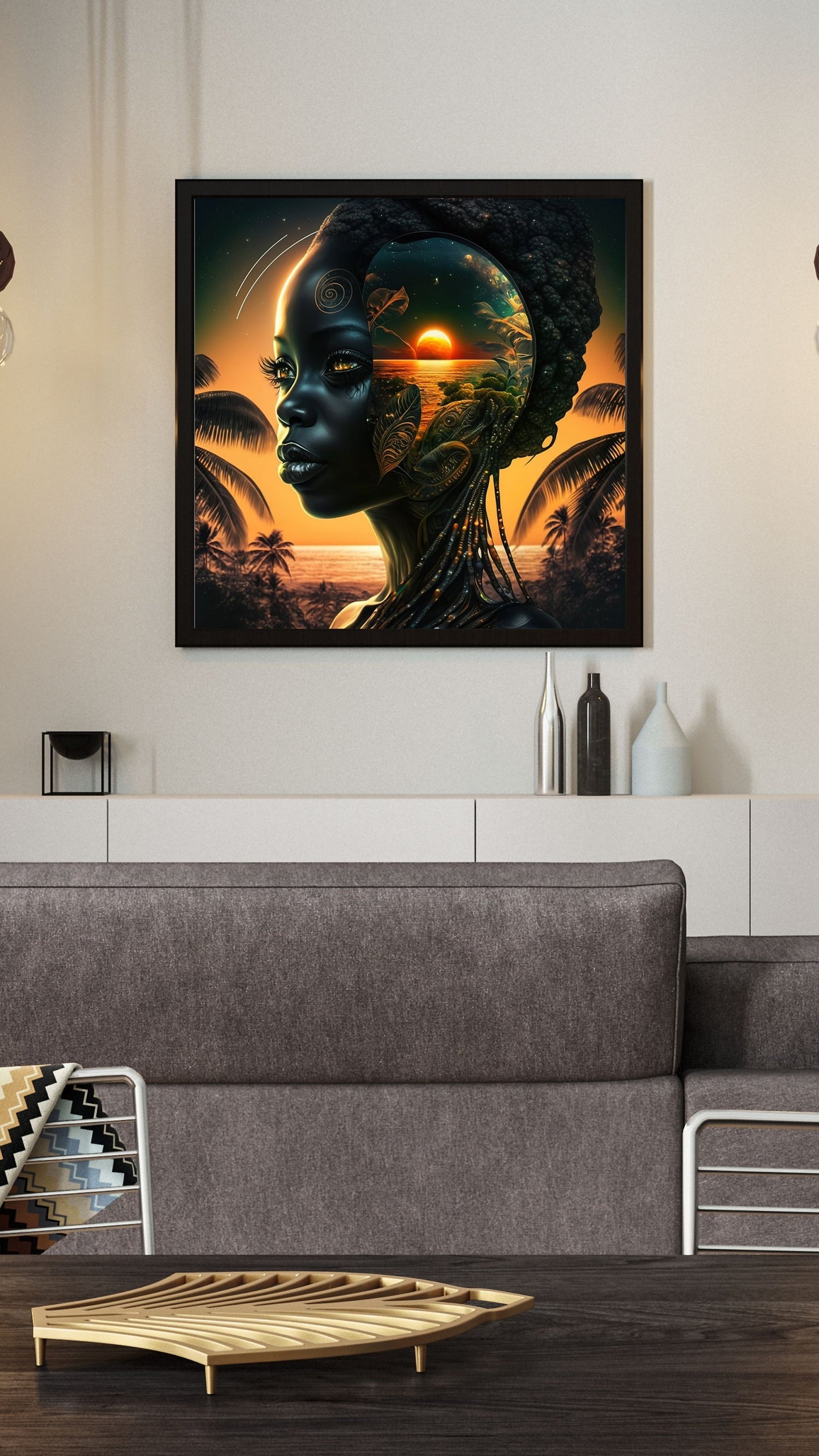 Tropical Paradise Within - Digital Download - Futuristic Art - Ai Art - Fantasy Art - Wall Art - Afro Art - Owndigiart