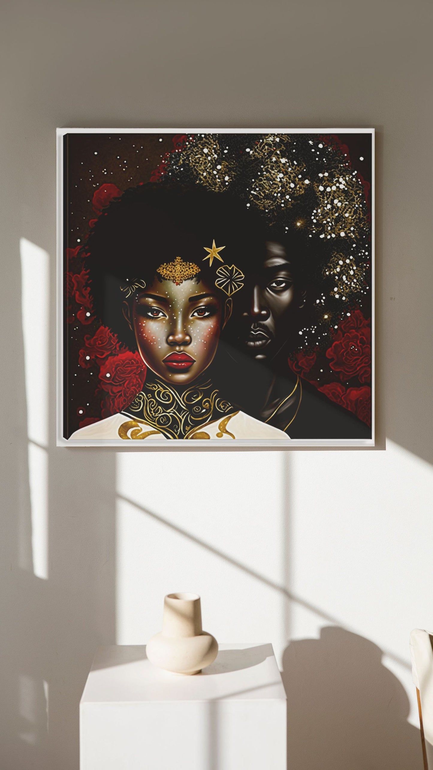 Make Us Shine! - Afro AI Art Download - Instant Black Portrait Art - Digital Wall Decor - Owndigiart